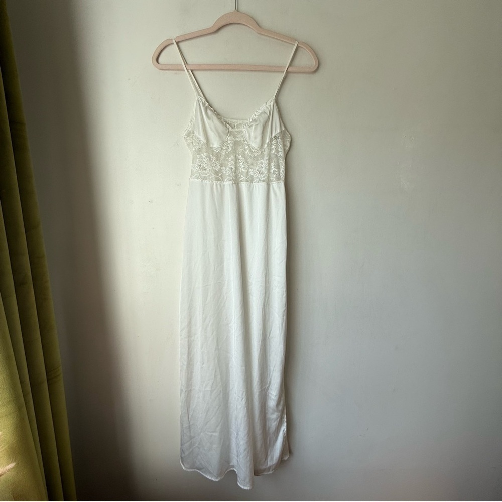White Maxi Wrap Side Slit Nightgown Slip Dress S